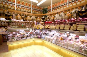 Local delicacies on display inside Salumeria Simoni