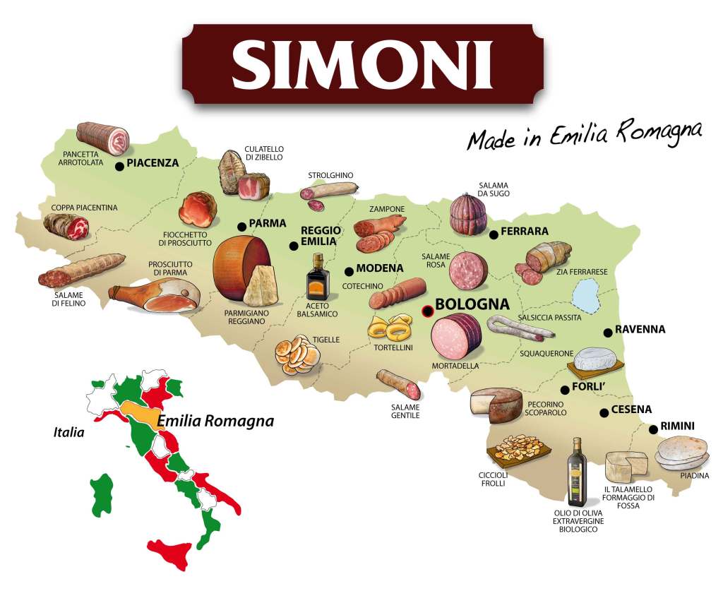 Emilia-Romagna's delicacies by area of origin