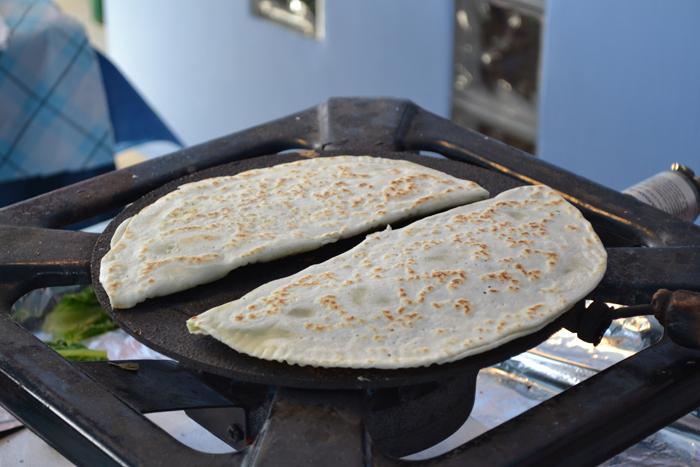 Delicious 'cassoni con erbette' almost ready to be eaten. 