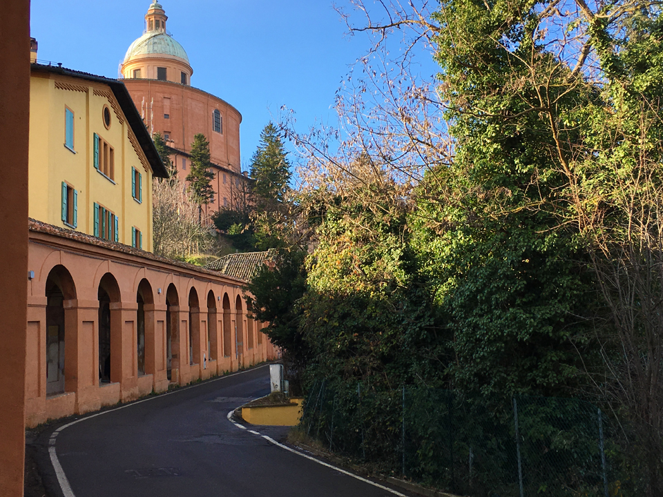 View of the Portico di San Luca and the Sanctuary of the Madonna di San Luca.