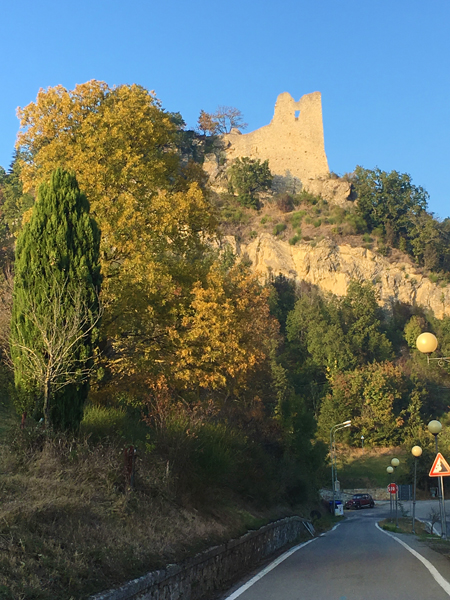 The rock where the Castle of Canossa stands.