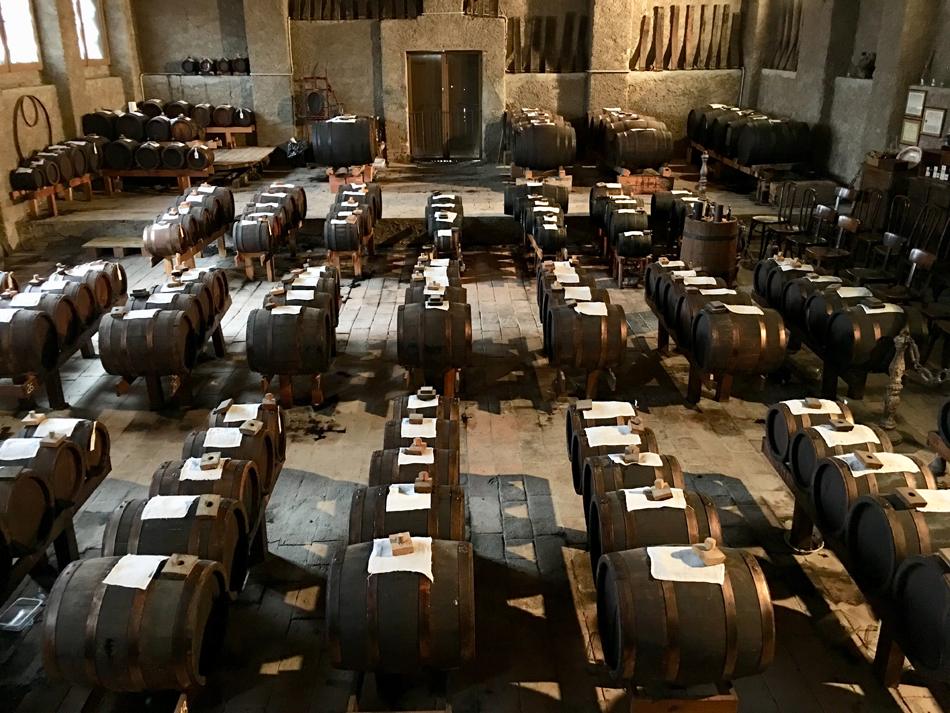 Wooden barrels of balsamic vinegar.