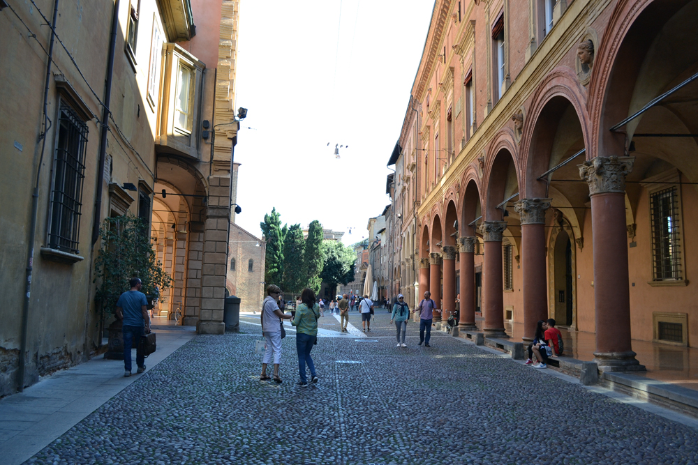 The portico at Piazza Santo Stefano in Bologna