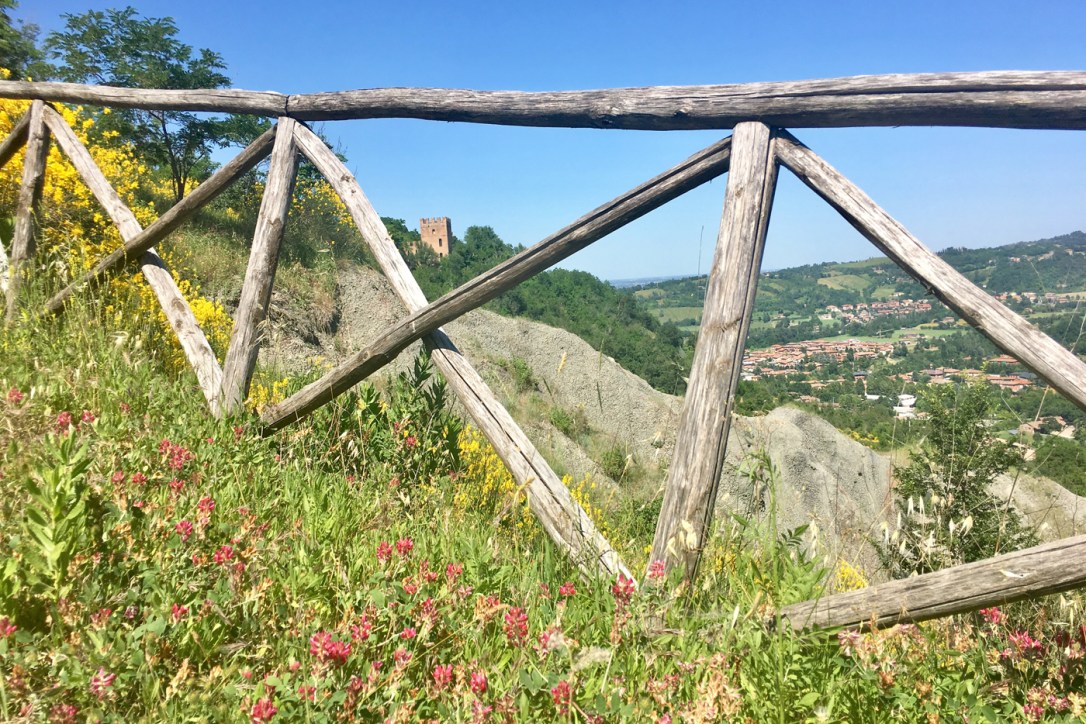 On a walking trail, looking toward Monteveglio in Valsamoggia Bologna