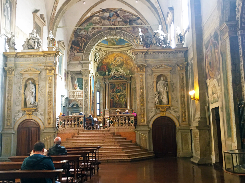 Interior of church of San Michele in Bosco in Bologna