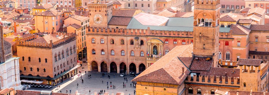 View from above of Bologna's Piazza Maggiore